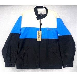 Vintage Bear Surf  Mens Size Large Wind Breaker Jacket  Blue White Black 1990's